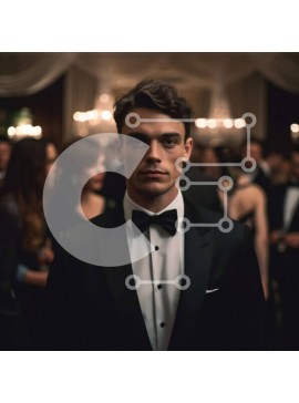 Intra Συλλεκτικό Ξύλινο Παζλ Plywood  4mm - Άνδρας με σμόκιν που στέκεται σε ένα γεμάτο δωμάτιο Σε Ξύλινο Κουτί - Διαστάσεις Puzzle: 10x10 cm – 25 κομμάτια