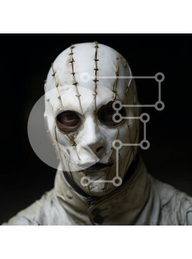 Intra Συλλεκτικό Ξύλινο Παζλ Plywood  4mm - Άτομο που φορά λευκή μάσκα με καρφίτσες και βελόνες Σε Ξύλινο Κουτί - Διαστάσεις Puzzle: 10x10 cm – 25 κομμάτια