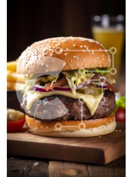 Σετ των 2 Intra Συλλεκτικό Ξύλινο Παζλ Plywood  4mm - Ζουμερό χάμπουργκερ με όλα τα εξαρτήματα και μια πλευρά από τηγανιτές πατάτες Σε Ξύλινο Κουτί - Διαστάσεις: 10x10 cm – 25 κομμάτια