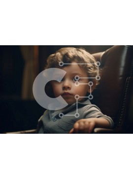 Intra Συλλεκτικό Ξύλινο Παζλ Plywood  4mm - Σοβαρό νεαρό αγόρι σε μια δερμάτινη καρέκλα Σε Ξύλινο Κουτί - Διαστάσεις Puzzle: 10x10 cm – 25 κομμάτια