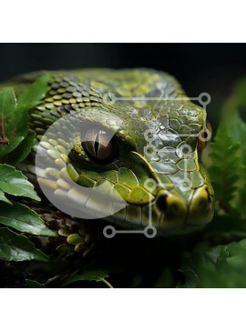 Intra Συλλεκτικό Ξύλινο Παζλ Plywood  4mm - Κοντινή λήψη του κεφαλιού ενός φιδιού που κοιτάζει απευθείας την κάμερα Σε Ξύλινο Κουτί - Διαστάσεις: 10x10 cm – 25 κομμάτια