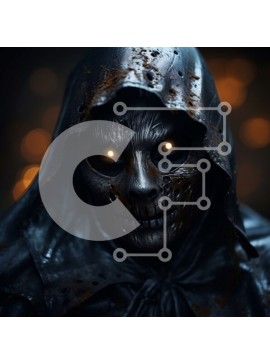 Intra Συλλεκτικό Ξύλινο Παζλ Plywood  4mm - Άτομο που φορά μαύρο hoodie με λαμπερά κίτρινα μάτια Σε Ξύλινο Κουτί - Διαστάσεις Puzzle: 10x10 cm – 25 κομμάτια