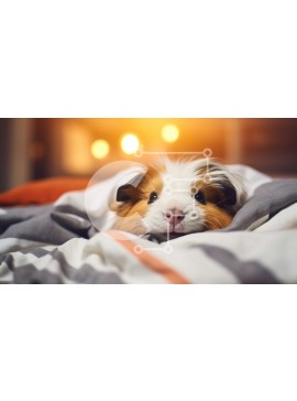 Σετ των 2 Intra Συλλεκτικό Ξύλινο Παζλ Plywood  4mm - Αξιολάτρευτη εικόνα ενός ινδικού χοιριδίου που κοιμάται σε ένα άνετο κρεβάτι Σε Ξύλινο Κουτί - Διαστάσεις: 10x10 cm – 25 κομμάτια