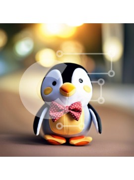 Intra Συλλεκτικό Ξύλινο Παζλ Plywood  4mm - Χαριτωμένο γεμιστό παιχνίδι πιγκουίνου με παπιγιόν Σε Ξύλινο Κουτί - Διαστάσεις Puzzle: 10x10 cm – 25 κομμάτια