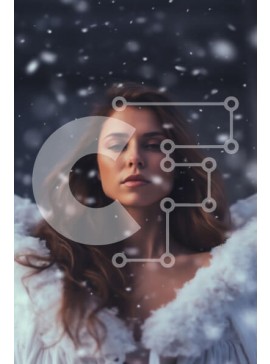 Intra Συλλεκτικό Ξύλινο Παζλ Plywood  4mm - Ονειροπόλα γυναίκα με κοστούμι αγγέλου που στέκεται στο χιόνι Σε Ξύλινο Κουτί - Διαστάσεις Puzzle: 10x10 cm – 25 κομμάτια