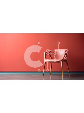 Intra Συλλεκτικό Ξύλινο Παζλ Plywood  4mm - Ροζ καρέκλα μπροστά από τον κόκκινο τοίχο Σε Ξύλινο Κουτί - Διαστάσεις Puzzle: 10x10 cm – 25 κομμάτια