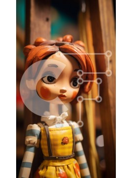 Intra Συλλεκτικό Ξύλινο Παζλ Plywood  4mm - Πολύχρωμη κούκλα με πορτοκαλί μαλλιά και κίτρινο φόρεμα Σε Ξύλινο Κουτί - Διαστάσεις: 10x10 cm – 25 κομμάτια