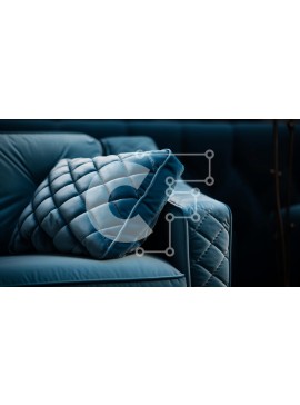 Intra Συλλεκτικό Ξύλινο Παζλ Plywood  4mm - Μπλε καναπές με καπιτονέ σχέδιο και ξύλινα πόδια Σε Ξύλινο Κουτί - Διαστάσεις Puzzle: 10x10 cm – 25 κομμάτια