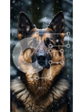 Σετ των 2 Intra Συλλεκτικό Ξύλινο Παζλ Plywood  4mm - Γερμανικός Ποιμενικός Σκύλος στο Χιονισμένο Δάσος Σε Ξύλινο Κουτί - Διαστάσεις: 10x10 cm – 25 κομμάτια