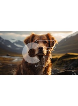 Intra Συλλεκτικό Ξύλινο Παζλ Plywood  4mm - Καφέ σκυλί που γαβγίζει ή ουρλιάζει σε βραχώδες έδαφος με βουνά στο φόντο Σε Ξύλινο Κουτί - Διαστάσεις: 10x10 cm – 25 κομμάτια