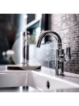 Intra Συλλεκτικό Ξύλινο Παζλ Plywood  4mm - Κομψός νιπτήρας μπάνιου με βρύση μονής τρύπας και ορθογώνιο καθρέφτη Σε Ξύλινο Κουτί - Διαστάσεις Puzzle: 10x10 cm – 25 κομμάτια