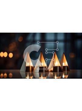 Intra Συλλεκτικό Ξύλινο Παζλ Plywood  4mm - Πυραμίδα των κεριών σε ένα σκοτεινό τραπέζι Σε Ξύλινο Κουτί - Διαστάσεις Puzzle: 10x10 cm – 25 κομμάτια