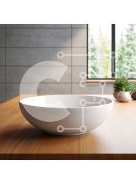 Intra Συλλεκτικό Ξύλινο Παζλ Plywood  4mm - Λευκός πορσελάνινος νεροχύτης σε ξύλινο τραπέζι με θέα στο δάσος Σε Ξύλινο Κουτί - Διαστάσεις Puzzle: 10x10 cm – 25 κομμάτια