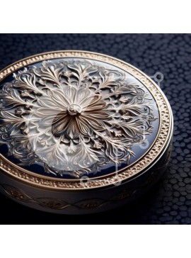 Σετ των 2 Intra Συλλεκτικό Ξύλινο Παζλ Plywood  4mm - Όμορφος επιχρυσωμένος συμπαγής καθρέφτης με λεπτές φλοράλ γκραβούρες Σε Ξύλινο Κουτί - Διαστάσεις: 10x10 cm – 25 κομμάτια