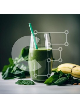 Σετ των 2 Intra Συλλεκτικό Ξύλινο Παζλ Plywood  4mm - Δροσιστικό πράσινο Smoothie με μπανάνα και λάχανο Σε Ξύλινο Κουτί - Διαστάσεις: 10x10 cm – 25 κομμάτια