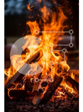 Σετ των 2 Intra Συλλεκτικό Ξύλινο Παζλ Plywood  4mm - Φωτιά με φλόγες και αναμμένο ξύλο Σε Ξύλινο Κουτί - Διαστάσεις: 10x10 cm – 25 κομμάτια