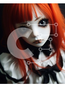 Intra Συλλεκτικό Ξύλινο Παζλ Plywood  4mm - Κούκλα με πορτοκαλί μαλλιά με φιόγκο Σε Ξύλινο Κουτί - Διαστάσεις Puzzle: 10x10 cm – 25 κομμάτια