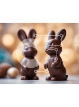 Intra Συλλεκτικό Ξύλινο Παζλ Plywood  4mm - Πασχαλινό σοκολατένιο κουνελάκι και διακόσμηση αυγών Σε Ξύλινο Κουτί - Διαστάσεις Puzzle: 10x10 cm – 25 κομμάτια