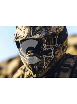 Intra Συλλεκτικό Ξύλινο Παζλ Plywood  4mm - Άνδρας που φορά κράνος παραλλαγής τύπου στρατού και γυαλιά Σε Ξύλινο Κουτί - Διαστάσεις Puzzle: 10x10 cm – 25 κομμάτια