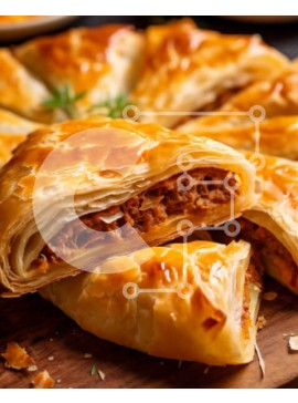 Σετ των 2 Intra Συλλεκτικό Ξύλινο Παζλ Plywood  4mm - Νόστιμη ζύμη με τυρί με γέμιση κρέας σε ξύλινο ξύλο κοπής Σε Ξύλινο Κουτί - Διαστάσεις: 10x10 cm – 25 κομμάτια