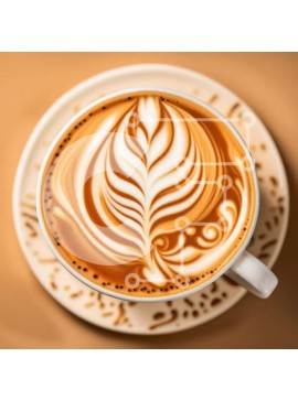 Σετ των 2 Intra Συλλεκτικό Ξύλινο Παζλ Plywood  4mm - Καλλιτεχνικό φλιτζάνι καφέ με σχέδιο φύλλων στον αφρό Σε Ξύλινο Κουτί - Διαστάσεις: 10x10 cm – 25 κομμάτια