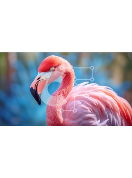 Intra Συλλεκτικό Ξύλινο Παζλ Plywood  4mm - Ροζ φλαμίνγκο σε μπλε φόντο Σε Ξύλινο Κουτί - Διαστάσεις: 10x10 cm – 25 κομμάτια
