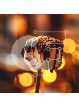 Σετ των 2 Intra Συλλεκτικό Ξύλινο Παζλ Plywood  4mm - Marshmallow καλυμμένο με σοκολάτα σε ξύλινο ραβδί με φόντο Bokeh Σε Ξύλινο Κουτί - Διαστάσεις: 10x10 cm – 25 κομμάτια