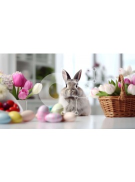 Intra Συλλεκτικό Ξύλινο Παζλ Plywood  4mm - Κουνέλι με τουλίπες και Πασχαλινά αυγά Σε Ξύλινο Κουτί - Διαστάσεις: 10x10 cm – 25 κομμάτια