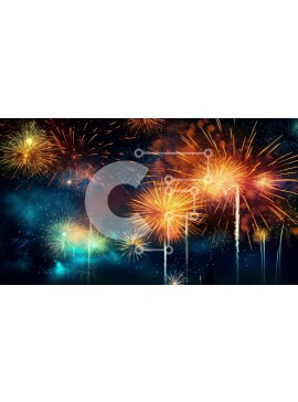 Intra Συλλεκτικό Ξύλινο Παζλ Plywood  4mm - Ζωντανή επίδειξη πυροτεχνημάτων τη νύχτα με κτίρια στο παρασκήνιο Σε Ξύλινο Κουτί - Διαστάσεις Puzzle: 10x10 cm – 25 κομμάτια