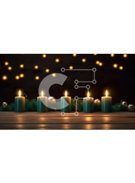 Intra Συλλεκτικό Ξύλινο Παζλ Plywood  4mm - Χριστουγεννιάτικες γιορτινές λαμπάδες σε ξύλινο τραπέζι με στολίδια και φωτάκια Σε Ξύλινο Κουτί - Διαστάσεις: 10x10 cm – 25 κομμάτια