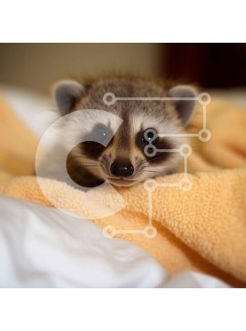 Intra Συλλεκτικό Ξύλινο Παζλ Plywood  4mm - Χαριτωμένη εικόνα ενός μωρού ρακούν που κρύβεται κάτω από μια κίτρινη κουβέρτα Σε Ξύλινο Κουτί - Διαστάσεις: 10x10 cm – 25 κομμάτια