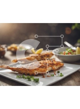 Σετ των 2 Intra Συλλεκτικό Ξύλινο Παζλ Plywood  4mm - Ψητό ψάρι με λεμόνι και μαϊντανό σε λευκό πιάτο Σε Ξύλινο Κουτί - Διαστάσεις: 10x10 cm – 25 κομμάτια