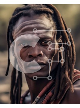 Intra Συλλεκτικό Ξύλινο Παζλ Plywood  4mm - Πορτρέτο ενός άνδρα με Dreadlocks και Tribal Tattoo στο πρόσωπο Σε Ξύλινο Κουτί - Διαστάσεις Puzzle: 10x10 cm – 25 κομμάτια