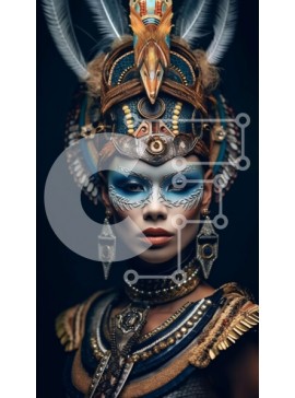 Intra Συλλεκτικό Ξύλινο Παζλ Plywood  4mm - Όμορφη γυναίκα με αιγυπτιακό στυλ κεφαλής και μακιγιάζ Σε Ξύλινο Κουτί - Διαστάσεις Puzzle: 10x10 cm – 25 κομμάτια