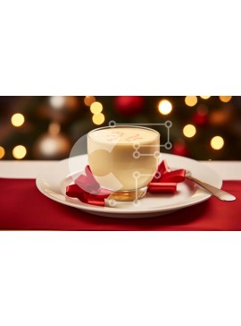 Σετ των 2 Intra Συλλεκτικό Ξύλινο Παζλ Plywood  4mm - Ποτό γάλακτος με κόκκινες κορδέλες σε ένα γιορτινό τραπέζι Σε Ξύλινο Κουτί - Διαστάσεις: 10x10 cm – 25 κομμάτια