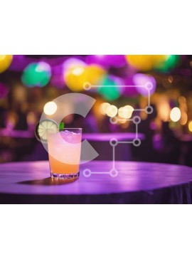 Σετ των 2 Intra Συλλεκτικό Ξύλινο Παζλ Plywood  4mm - Ροζ κοκτέιλ με λάιμ σφήνες σε ένα περίτεχνα διακοσμημένο τραπέζι Σε Ξύλινο Κουτί - Διαστάσεις: 10x10 cm – 25 κομμάτια