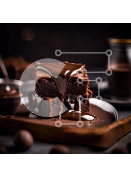 Σετ των 2 Intra Συλλεκτικό Ξύλινο Παζλ Plywood  4mm - Νόστιμο Brownie σοκολάτας με σάλτσα που στάζει σε ένα πιάτο Σε Ξύλινο Κουτί - Διαστάσεις: 10x10 cm – 25 κομμάτια