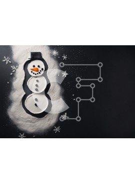 Intra Συλλεκτικό Ξύλινο Παζλ Plywood  4mm - Χειμερινή διακόσμηση: Χιονάνθρωπος από χάρτινα ποτήρια με νιφάδες χιονιού Σε Ξύλινο Κουτί - Διαστάσεις Puzzle: 10x10 cm – 25 κομμάτια