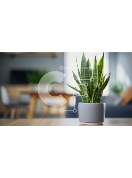Intra Συλλεκτικό Ξύλινο Παζλ Plywood  4mm - Μικρό φυτό σε γλάστρα σε ξύλινο τραπέζι στο σαλόνι Σε Ξύλινο Κουτί - Διαστάσεις Puzzle: 10x10 cm – 25 κομμάτια