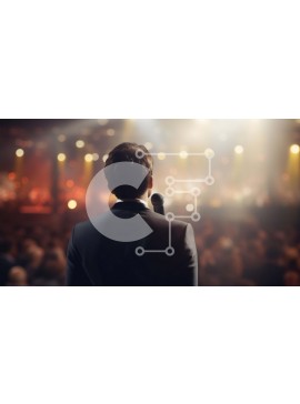 Intra Συλλεκτικό Ξύλινο Παζλ Plywood  4mm - Άνδρας που παίζει στη σκηνή μπροστά σε ένα κοινό με ένα μικρόφωνο Σε Ξύλινο Κουτί - Διαστάσεις Puzzle: 10x10 cm – 25 κομμάτια