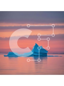 Intra Συλλεκτικό Ξύλινο Παζλ Plywood  4mm - Μεγάλο παγόβουνο που επιπλέει στο νερό στο ηλιοβασίλεμα Σε Ξύλινο Κουτί - Διαστάσεις: 10x10 cm – 25 κομμάτια