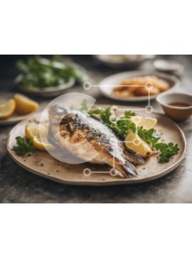 Σετ των 2 Intra Συλλεκτικό Ξύλινο Παζλ Plywood  4mm - Πιάτο μαγειρεμένο ψάρι με λεμόνι και μαϊντανό Σε Ξύλινο Κουτί - Διαστάσεις: 10x10 cm – 25 κομμάτια