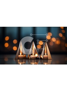 Intra Συλλεκτικό Ξύλινο Παζλ Plywood  4mm - Χρυσή πυραμίδα κεριών σε ένα σκοτεινό τραπέζι Σε Ξύλινο Κουτί - Διαστάσεις Puzzle: 10x10 cm – 25 κομμάτια