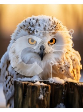 Σετ των 2 Intra Συλλεκτικό Ξύλινο Παζλ Plywood  4mm - Εκπληκτική εικόνα μιας λευκής κουκουβάγιας στο χιόνι Σε Ξύλινο Κουτί - Διαστάσεις: 10x10 cm – 25 κομμάτια