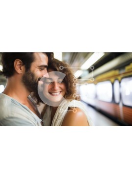 Intra Συλλεκτικό Ξύλινο Παζλ Plywood  4mm - Ζευγάρι αγκαλιάζεται στο σταθμό του μετρό Σε Ξύλινο Κουτί - Διαστάσεις Puzzle: 10x10 cm – 25 κομμάτια