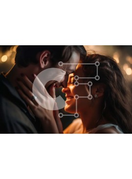 Intra Συλλεκτικό Ξύλινο Παζλ Plywood  4mm - Ρομαντική εικόνα ενός ζευγαριού που αγκαλιάζεται σε δωμάτιο με χαμηλό φωτισμό Σε Ξύλινο Κουτί - Διαστάσεις Puzzle: 10x10 cm – 25 κομμάτια