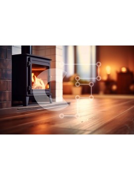 Intra Συλλεκτικό Ξύλινο Παζλ Plywood  4mm - Άνετο σαλόνι με ξυλόσομπα και κεριά Σε Ξύλινο Κουτί - Διαστάσεις Puzzle: 10x10 cm – 25 κομμάτια