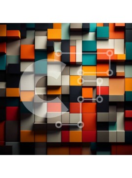 Intra Συλλεκτικό Ξύλινο Παζλ Plywood  4mm - Ζωντανό 3D αστικό τοπίο με πολύχρωμους κύβους Σε Ξύλινο Κουτί - Διαστάσεις Puzzle: 10x10 cm – 25 κομμάτια