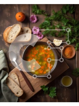 Σετ των 2 Intra Συλλεκτικό Ξύλινο Παζλ Plywood  4mm - Νόστιμη και υγιεινή σούπα λαχανικών με ψωμί και μυρωδικά Σε Ξύλινο Κουτί - Διαστάσεις: 10x10 cm – 25 κομμάτια