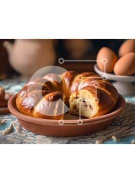 Σετ των 2 Intra Συλλεκτικό Ξύλινο Παζλ Plywood  4mm - Κέικ Bundt με αυγά και μπολ στο τραπέζι Σε Ξύλινο Κουτί - Διαστάσεις: 10x10 cm – 25 κομμάτια